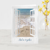 ビーチのハートはWindow for Anniversary カード (黄色い花)