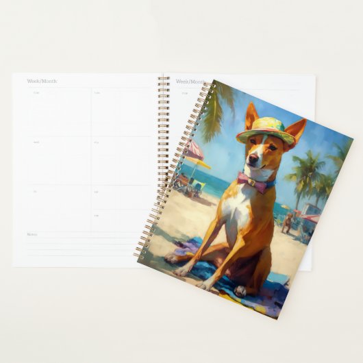 ビーチのバセンジー 夏の犬グッズ 犬好きへのプレゼント  プランナー手帳 (ディスプレー)