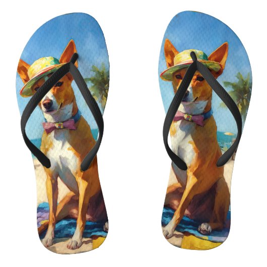 ビーチのバセンジー、犬好きへの夏のギフト ビーチサンダル (ソール)