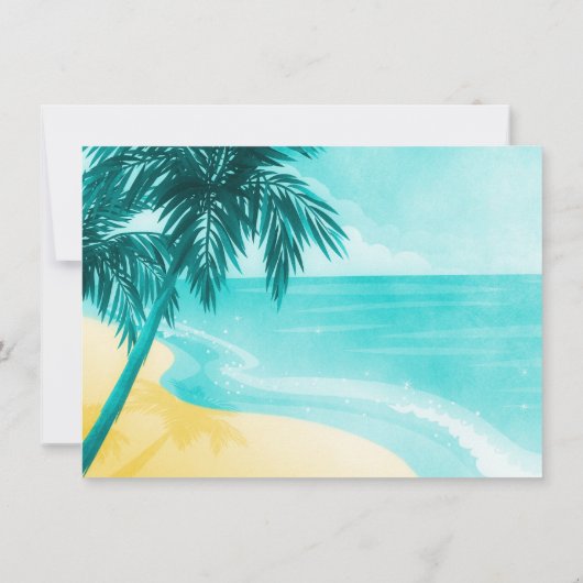 ビーチのバルミツワーの熱帯保存日付 セーブザデート (裏面)