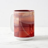 ビーチのバレンタインカップル ツートーンマグカップ (正面左)