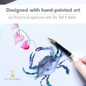 ビーチのバレンタインデーカード 青いカニとハート カード