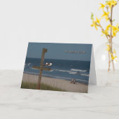 ビーチのバースデー・カードのカモメ カード (黄色い花)