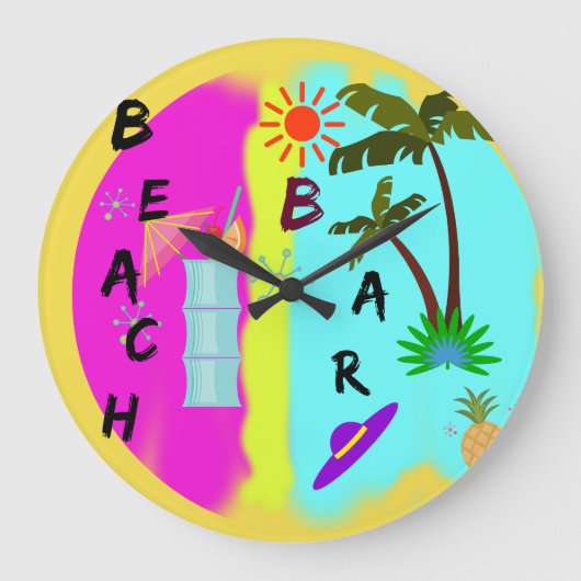 ビーチのバー ラージ壁時計 (正面)