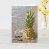 ビーチのパイナップル カード (黄色い花)