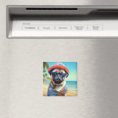 ビーチのパグ 夏のプレゼント 犬好きへのギフト マグネット (インサイチュ (食洗機))