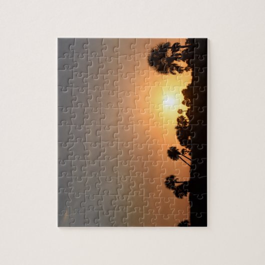 ビーチのパズルの日没 ジグソーパズル (縦)