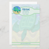 ビーチのパーソナライズな文房具のカメ 便箋 (正面/裏面)