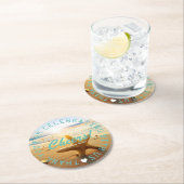 ビーチのパーソナライズな航海のな結婚式の引き出物のパーティー ラウンドペーパーコースター (インサイチュ)