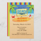 ビーチのパーティの招待状に行こう 招待状 (正面/裏面)