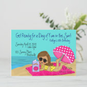 ビーチのパーティーのカスタムの招待状 招待状 (スタンド正面)