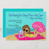 ビーチのパーティーのカスタムの招待状 招待状 (正面/裏面)