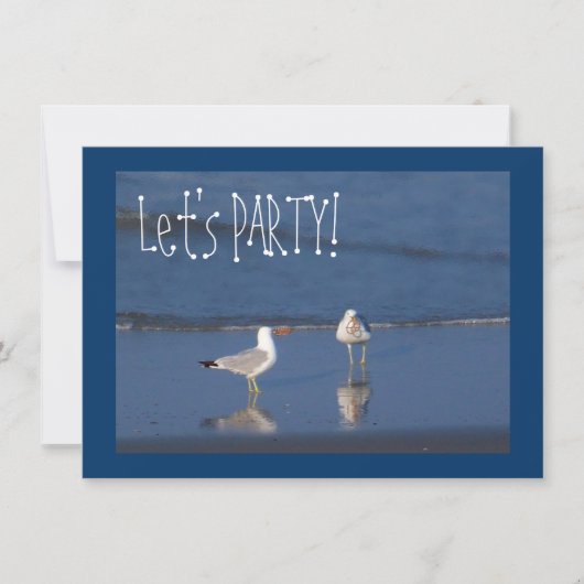 ビーチのパーティーのカモメ! 招待状 (正面)