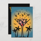 ビーチのパーティーのデザイン 招待状 (正面/裏面)