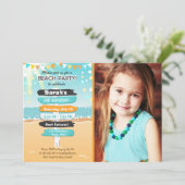 ビーチのパーティーのビーチの誕生日のビーチの招待 招待状 (スタンド正面)
