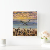 ビーチのパーティー壁の時計正方形 スクエア壁時計 (ホーム)