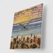 ビーチのパーティー壁の時計正方形 スクエア壁時計 (傾斜)