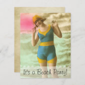 ビーチのパーティー 招待状 (正面/裏面)