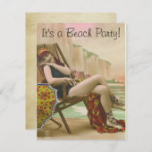 ビーチのパーティー 招待状 (正面/裏面)