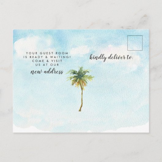 ビーチのパームツリーの移動発表 案内ポストカード (裏面)