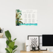 ビーチのパーム結婚ツリーのウェルカムシーティングチャート ポスター (ホームオフィス)