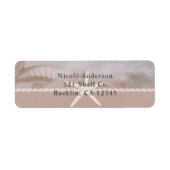 ビーチのヒトデの暗灰色のタンのシックでエレガントな結婚式 ラベル (正面)