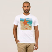 ビーチのヒトデの歩く Tシャツ (正面フル)