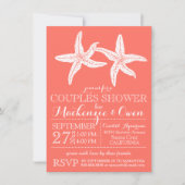 ビーチのヒトデは結婚式のブライダルシャワーをつなぎます 招待状 (正面)