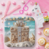 ビーチのヒトデ付きクリスマスプレゼント ペーパープレート (パーティー)