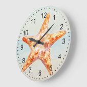 ビーチのヒトデ ラージ壁時計 (傾斜)