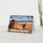 ビーチのビキニの女の子の誕生日カード カード (正面)