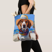 ビーチのビーグル犬、犬好きへの夏の贈り物 トートバッグ (クローズアップ)
