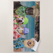 ビーチのビーチタオルのおもしろい犬 ビーチタオル (正面)