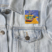 ビーチのフィンセント・ファン・ゴッホ|の漁船 缶バッジ (インサイチュ)