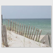 ビーチのフェンス越しにオーシャンビュー ラッピングペーパー (フラット)