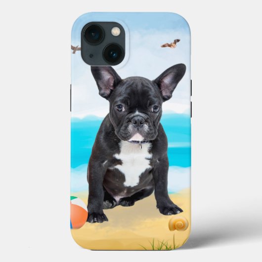 ビーチのフレンチブルドッグ Case-Mate iPhoneケース (裏面)