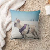 ビーチのフレンチ・ブルドッグ クッション (ブランケット)