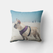 ビーチのフレンチ・ブルドッグ クッション (裏面)