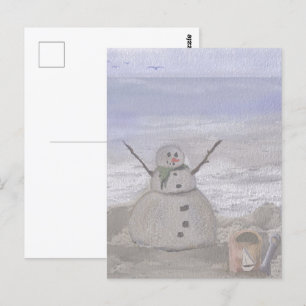 ビーチのフロスティー雪だるま ポストカード