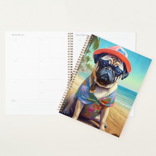 ビーチのプーグル 夏のプレゼントに犬好きさんへ プランナー手帳 (ディスプレー)
