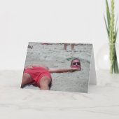 ビーチのヘッドおもしろいな休暇の挨拶状(ブランク) カード (正面)