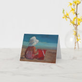 ビーチのベビーの日-バケツおよびsunhatが付いている… カード (黄色い花)