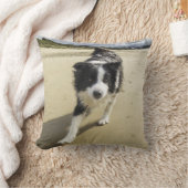 ビーチのボーダーコリー犬のランニング クッション (ブランケット)