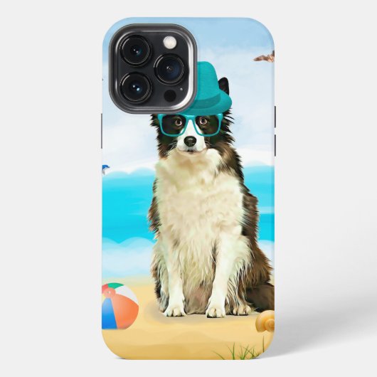 ビーチのボーダーコリー iPhoneケース (裏面)