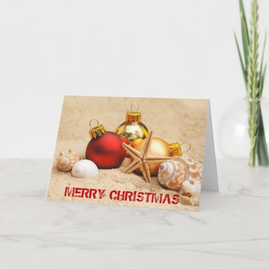 ビーチのメリークリスマス シーズンカード (正面)