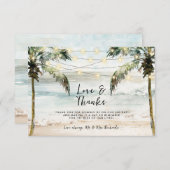 ビーチのヤシの木と感謝のトロピカル サンキューカード (正面/裏面)