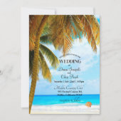 ビーチのヤシの木の海宛先の結婚式 招待状 (正面)