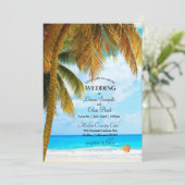 ビーチのヤシの木の海宛先の結婚式 招待状 (スタンド正面)