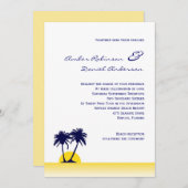 ビーチのヤシの木の結婚式招待状 招待状 (正面/裏面)