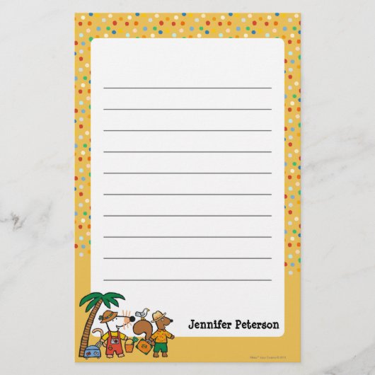 ビーチのヤシの木を持つMaisyそしてシリル 便箋 (正面)